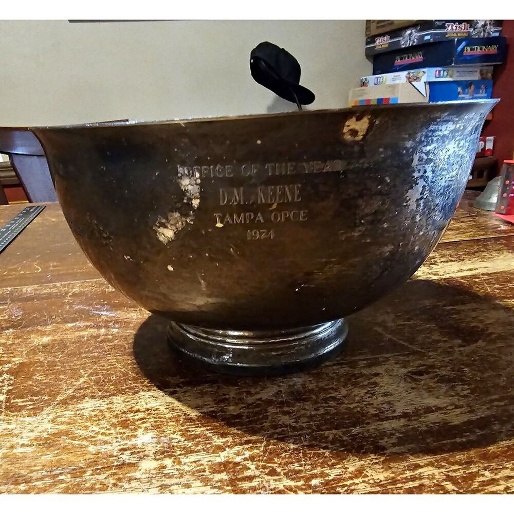Pewter Trophy For D. M. Keene 1972 Ofce Of The Year TECO Award Porter Blanchard